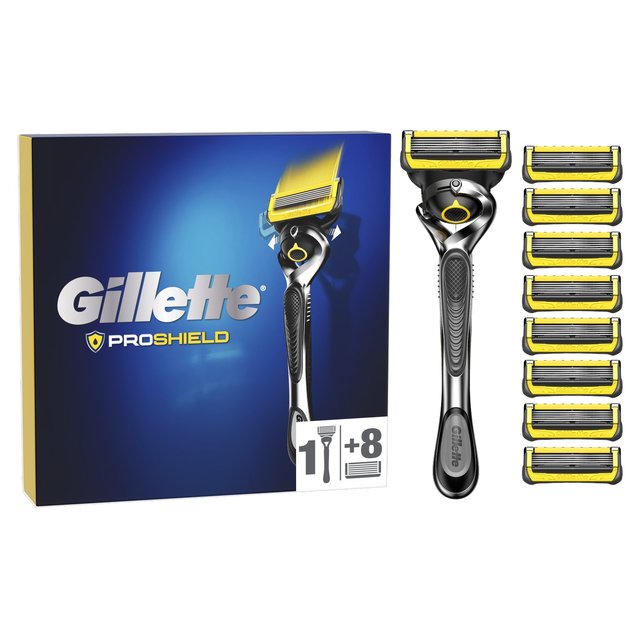 Gillette Proshield Power 1 Razor + 8 Razor Blades 