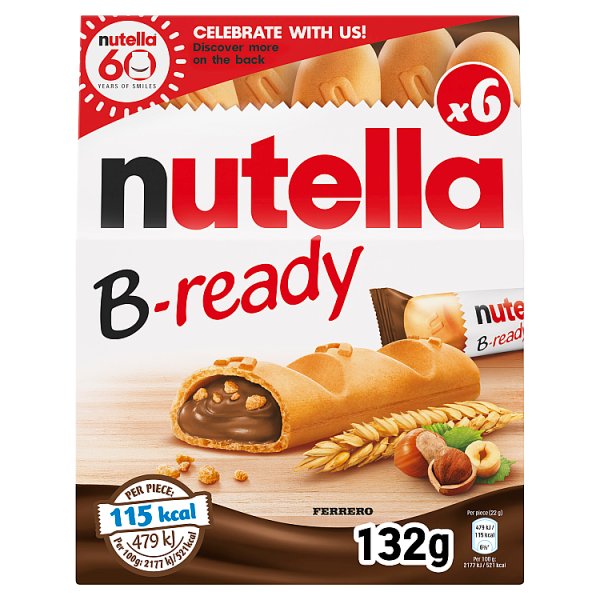 Nutella B-ready Chocolate & Hazelnut Wafer Biscuit Snack Bars Multipack 6x