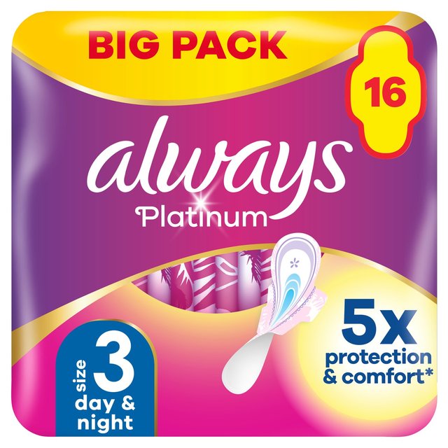 Always Platinum Night (Size 3) Sanitary Towels Wings