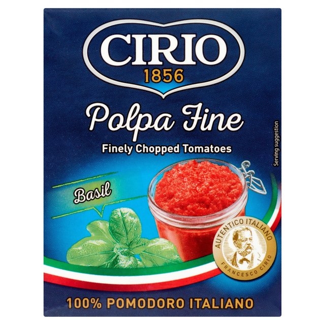 Cirio Polpa Fine Finely Chopped Tomatoes With Basil.  390g