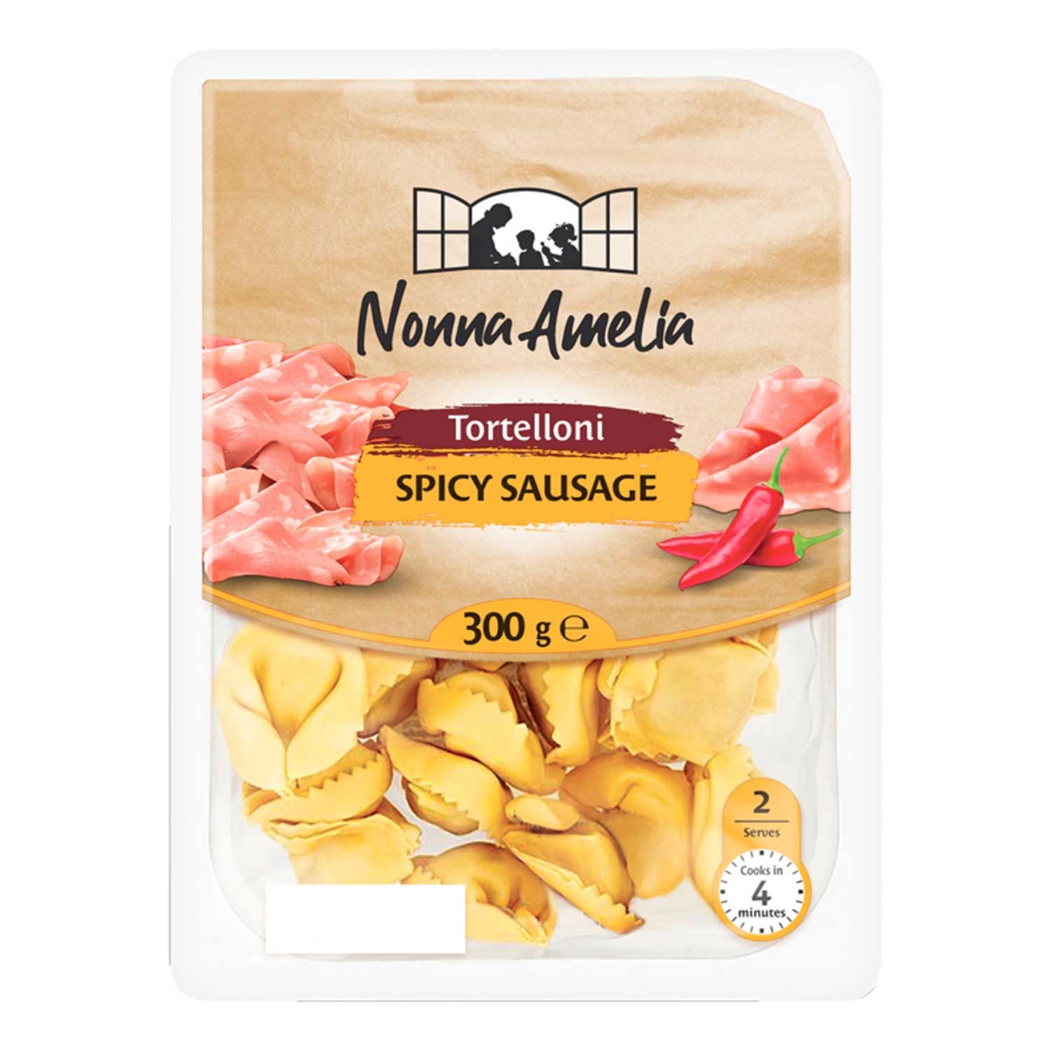 Nonna Amelia Tortelloni Spicy Sausage 300g