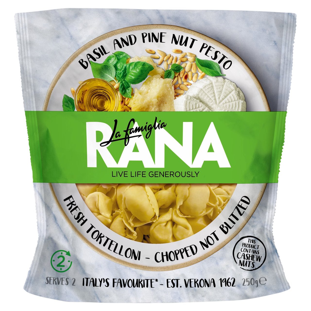 La Famiglia Rana Basil and Pine Nut Pesto Fresh Tortelloni 250g