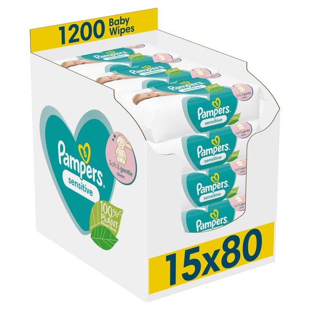 Pampers Sensitive Baby Wipes  15 x 80 per pack