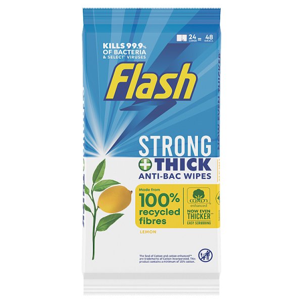 Flash Strong & Thick Cleaning Wipes Lemon  24 per pack