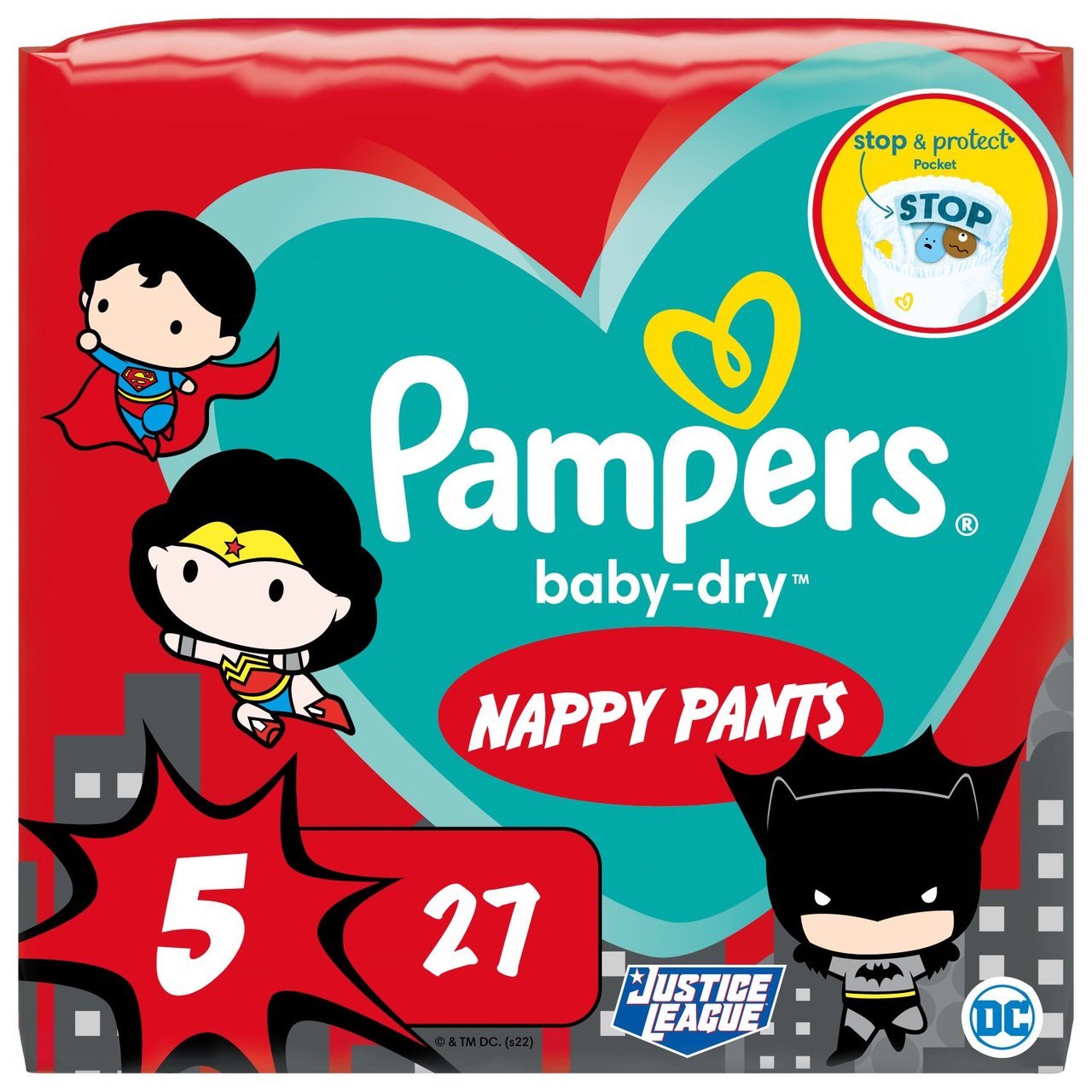 Pampers Baby-Dry Superhero Nappy Pants, Size 5 (12-17kg)