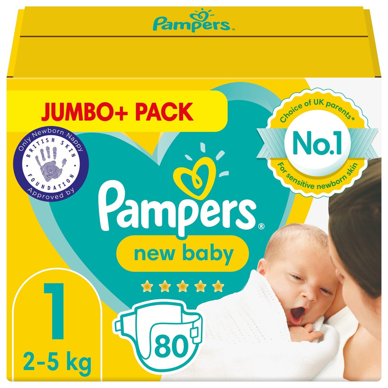 Pampers Premium Protection New Baby Size 1, 80 Nappies Jumbo+ Pack 80 per  pack - HelloSupermarket