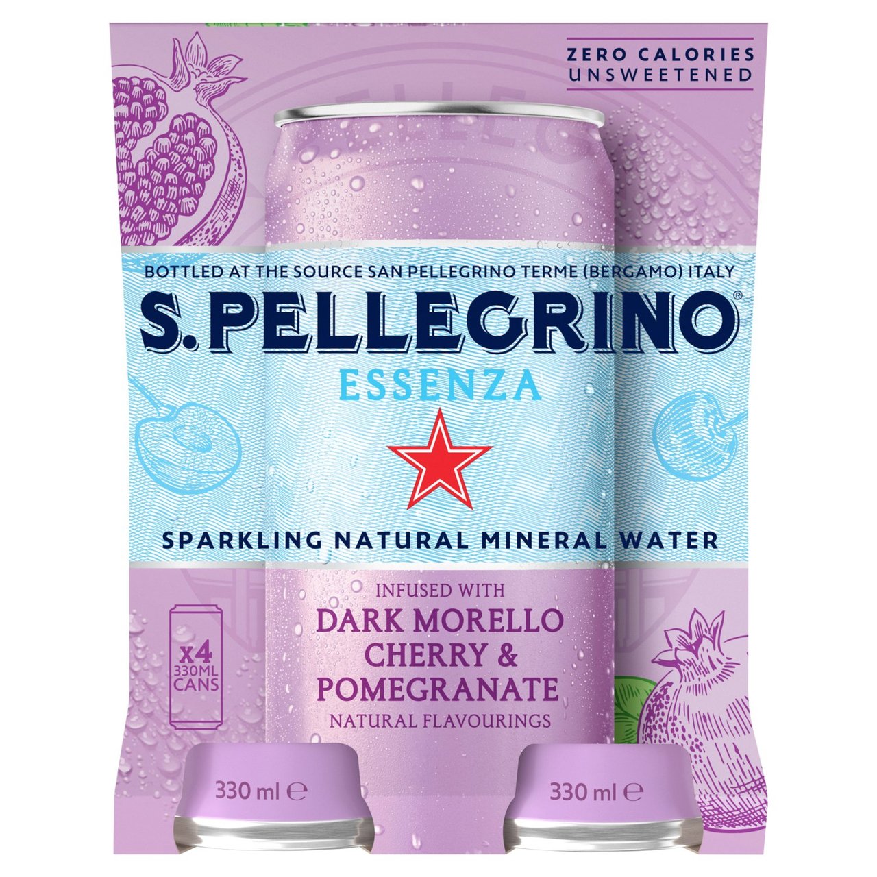 San Pellegrino Essenza Sparkling Water Cherry & Pomegranate 4x330ml