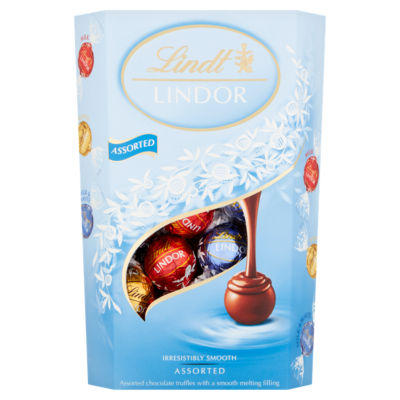 Lindt LINDOR Milk & White Assorted Chocolate Truffles Box, 337g