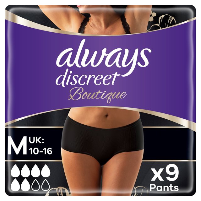 Always Discreet Boutique Underwear - Peach Medium Pack of 9