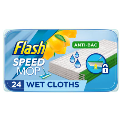 Flash Speedmop Antibacterial Lemon Wet Floor Cleaning Wipes, 24 Wipes