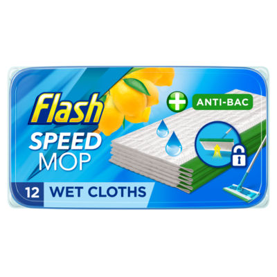 Flash Speedmop Antibacterial Lemon Wet Floor Cleaning Wipes, 12 Wipes