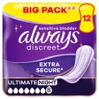 Always Discreet Pads Ultimate Night Incontinence Bladder Weakness Pads 12  per pack - HelloSupermarket