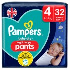 Pampers Baby Dry Nappy Pants Jumbo+ Pack Nappies Size 4, 9kg-15kg x72