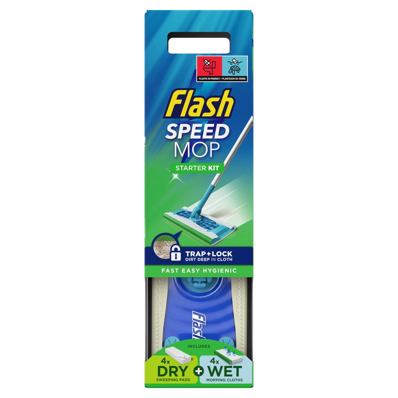 Flash Speedmop Starter Kit + 4ct Dry Pads + 4ct Wet Pads