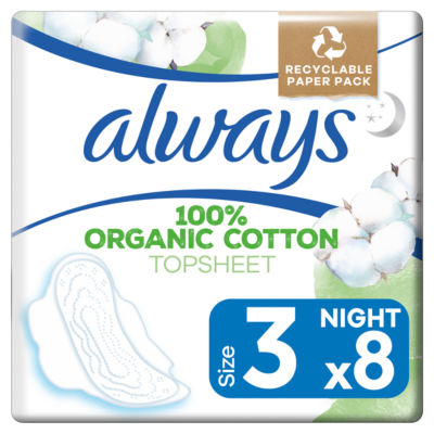 Always Cotton Protection Ultra Night Sanitary Towels With Wings 8 Pads