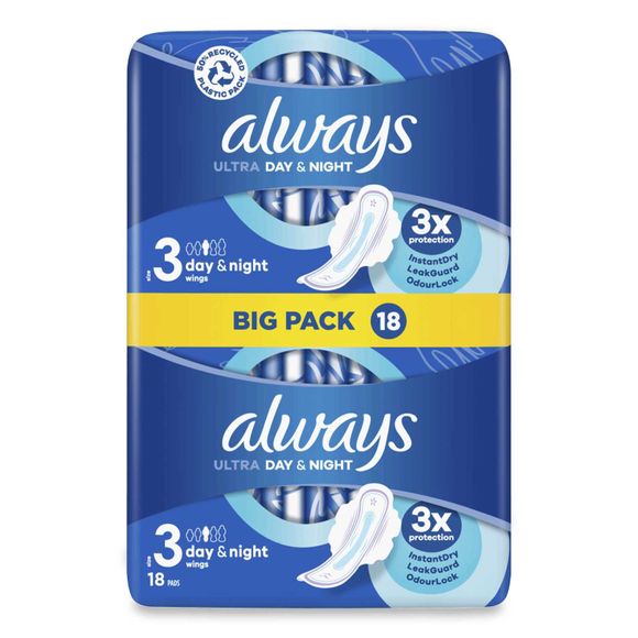 Always Ultra Size 5 Secure Night Extra Plus Wings Sanitary Towels 8Pk -  Tesco Groceries