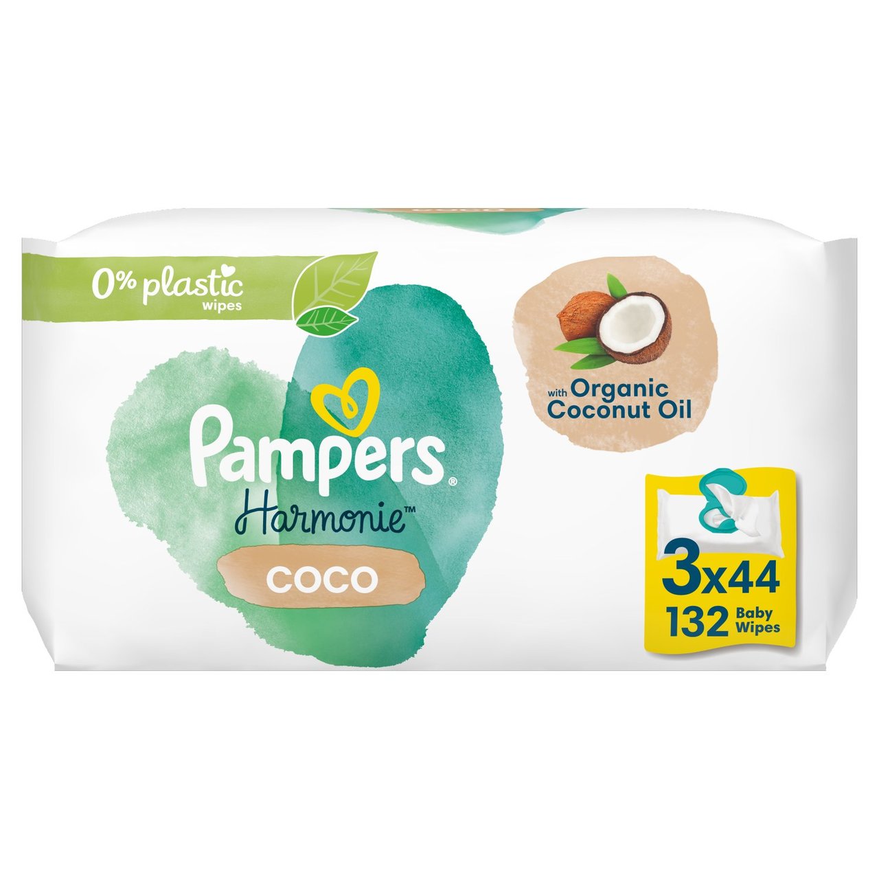 Pampers Harmonie Coco Plastic Free Wipes 3 Pack