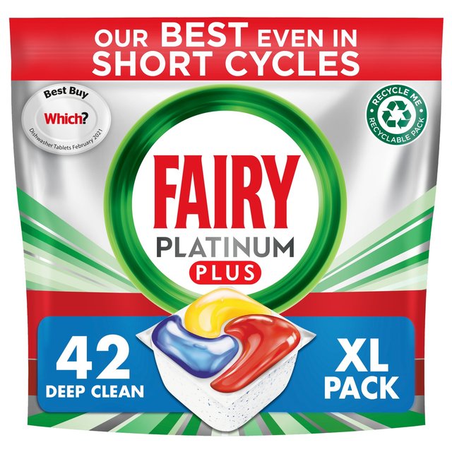 Fairy Platinum Plus Dishwasher Tablets Deep Clean 42 per pack