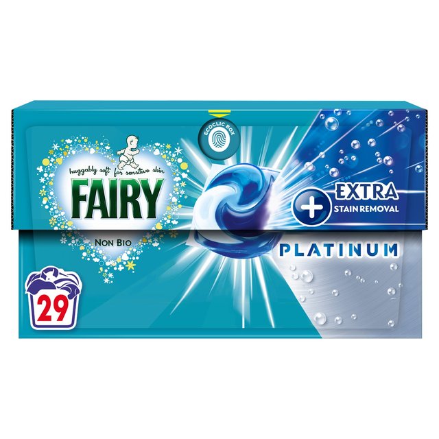 Fairy Non Bio Platinum PODS® + Extra Stain Removal Washing Liquid Capsules, 29 Washes