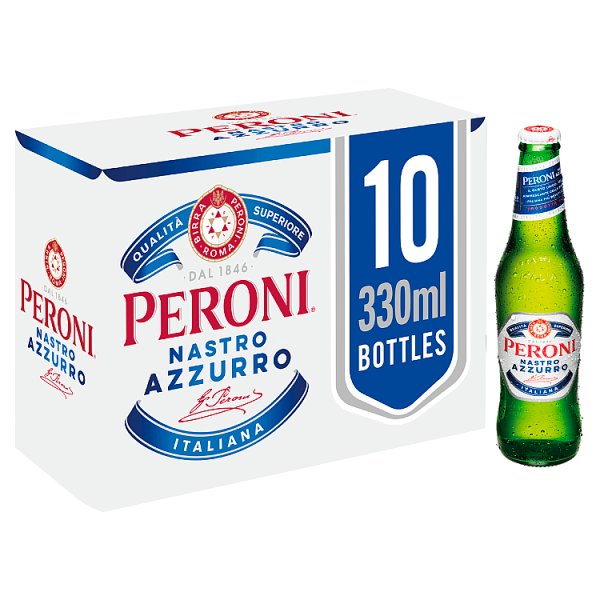 Peroni Nastro Azzurro Lager Beer Bottles  10 x 330ml