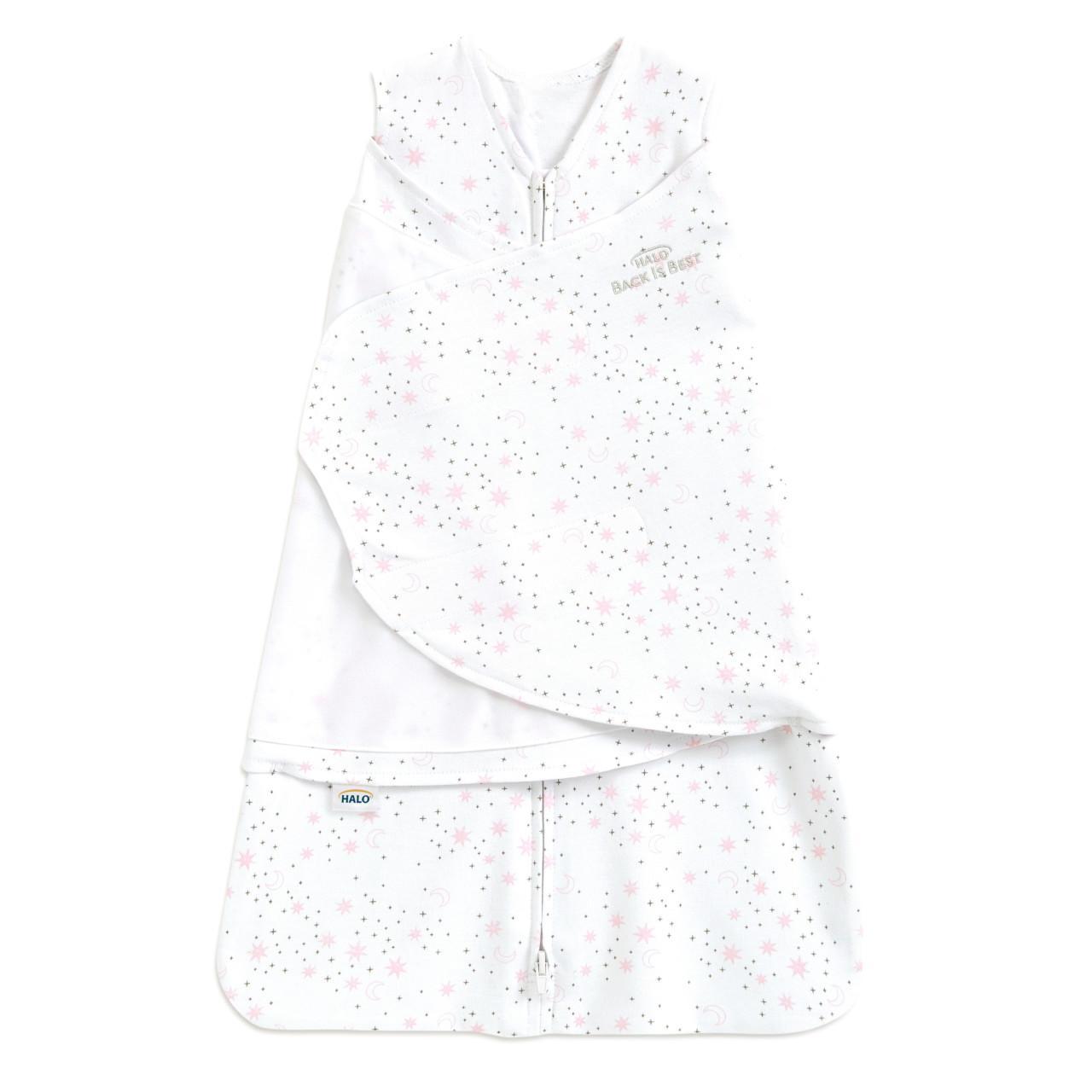 Halo SleepSack 1.5 TOG 100% Cotton Midnight Moons Pink Swaddle, 0-3 mths