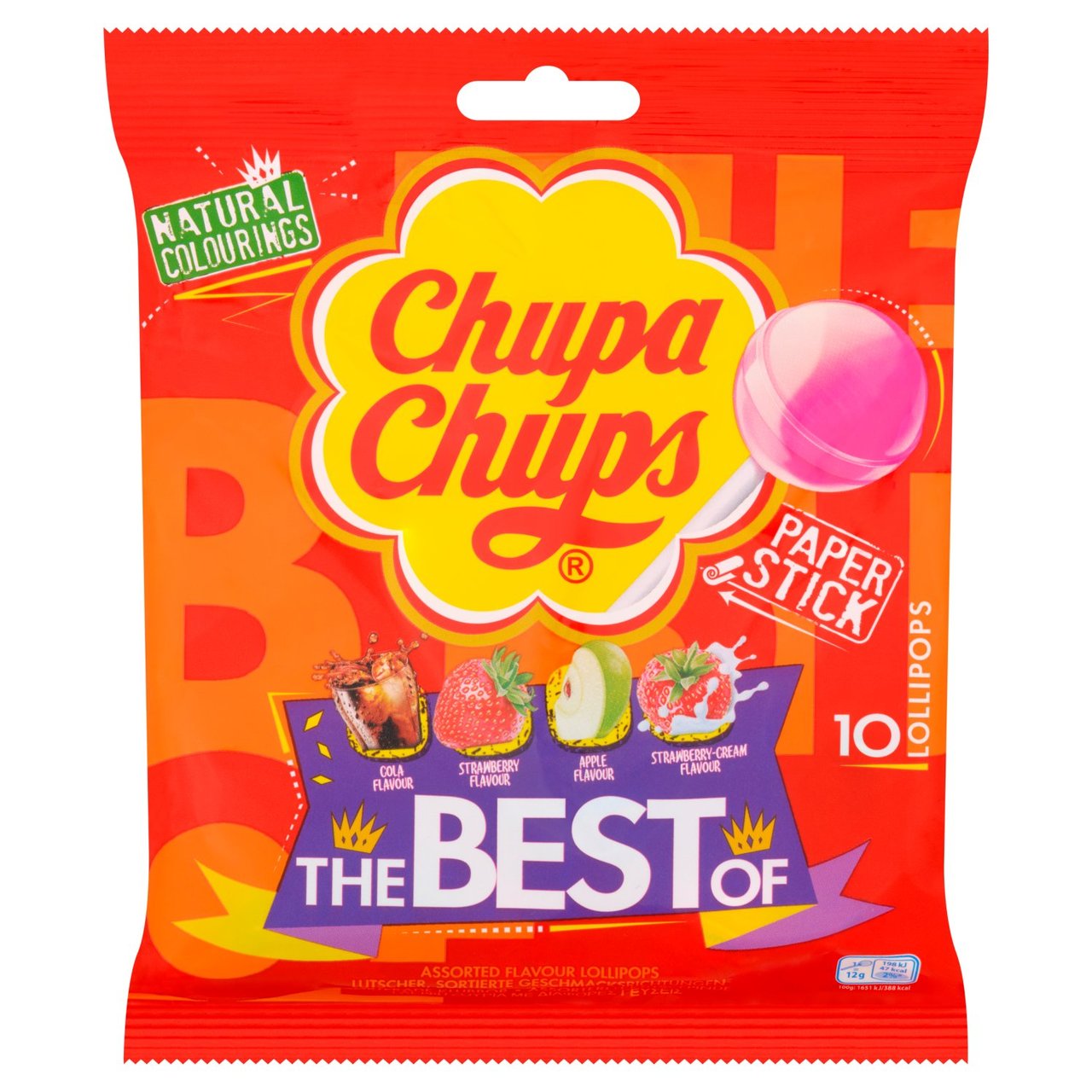 Chupa Chups The Best Of 10 Assorted Flavour Lollipops 120g