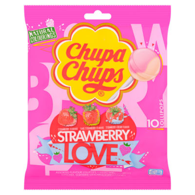 Chupa Chups 10 Strawberry Love Lollipops 120g