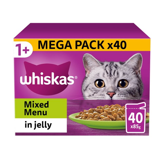 Whiskas 1+ Cat Pouches Fish & Meaty Selection in Jelly Mega Pack 