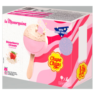 Chupa Chups Strawberry & Cream Flavour 4 x 60g