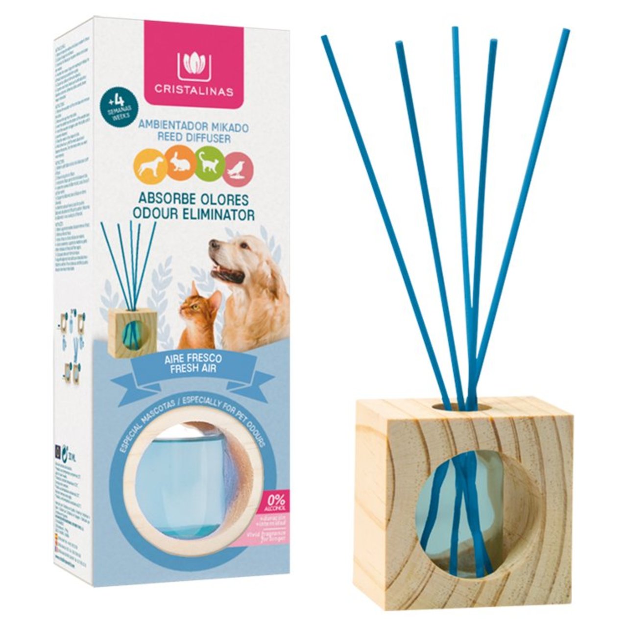 Cristalinas Pet Odour Eliminator Reed Diffuser Fresh Air