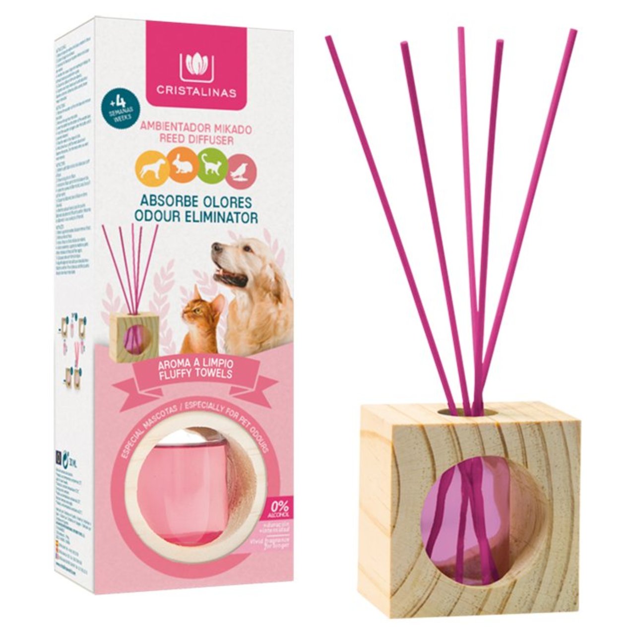 Cristalinas Pet Odour Eliminator Reed Diffuser Fluffy Towels