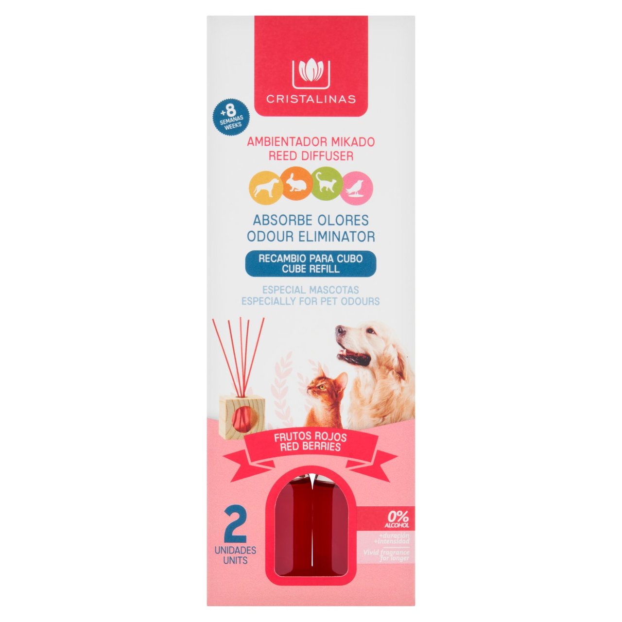 Cristalinas Pet Odour Eliminating Reed Diffuser Refill Red Berries