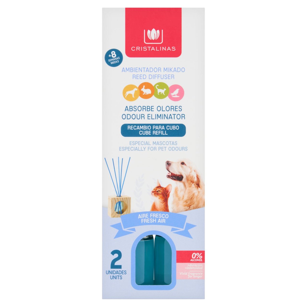 Cristalinas Pet Odour Eliminating Reed Diffuser Refill Fresh Air