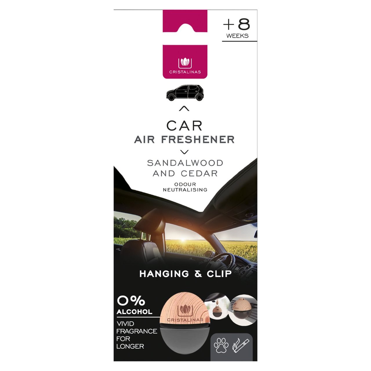 Cristalinas Car Air Freshener Sandalwood & Cedar