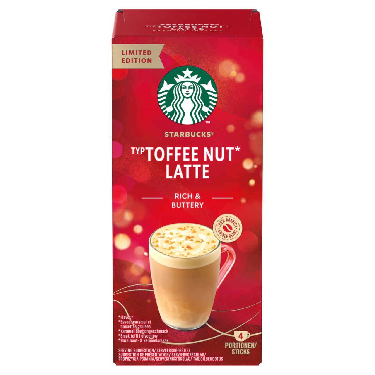 Starbucks Premium Instant TYP Toffee Nut Latte, Limited Edition 4x23g