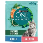 Purina One Dual Nature Natural Defense Salmon Dry Cat Food 650g