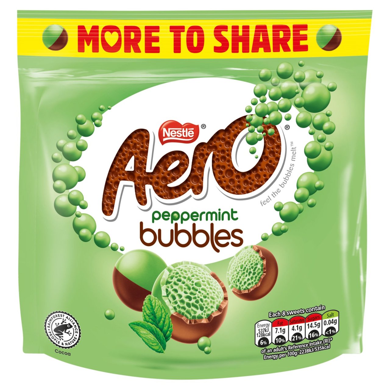 Aero Bubbles Peppermint Mint Chocolate Sharing Bag 181g