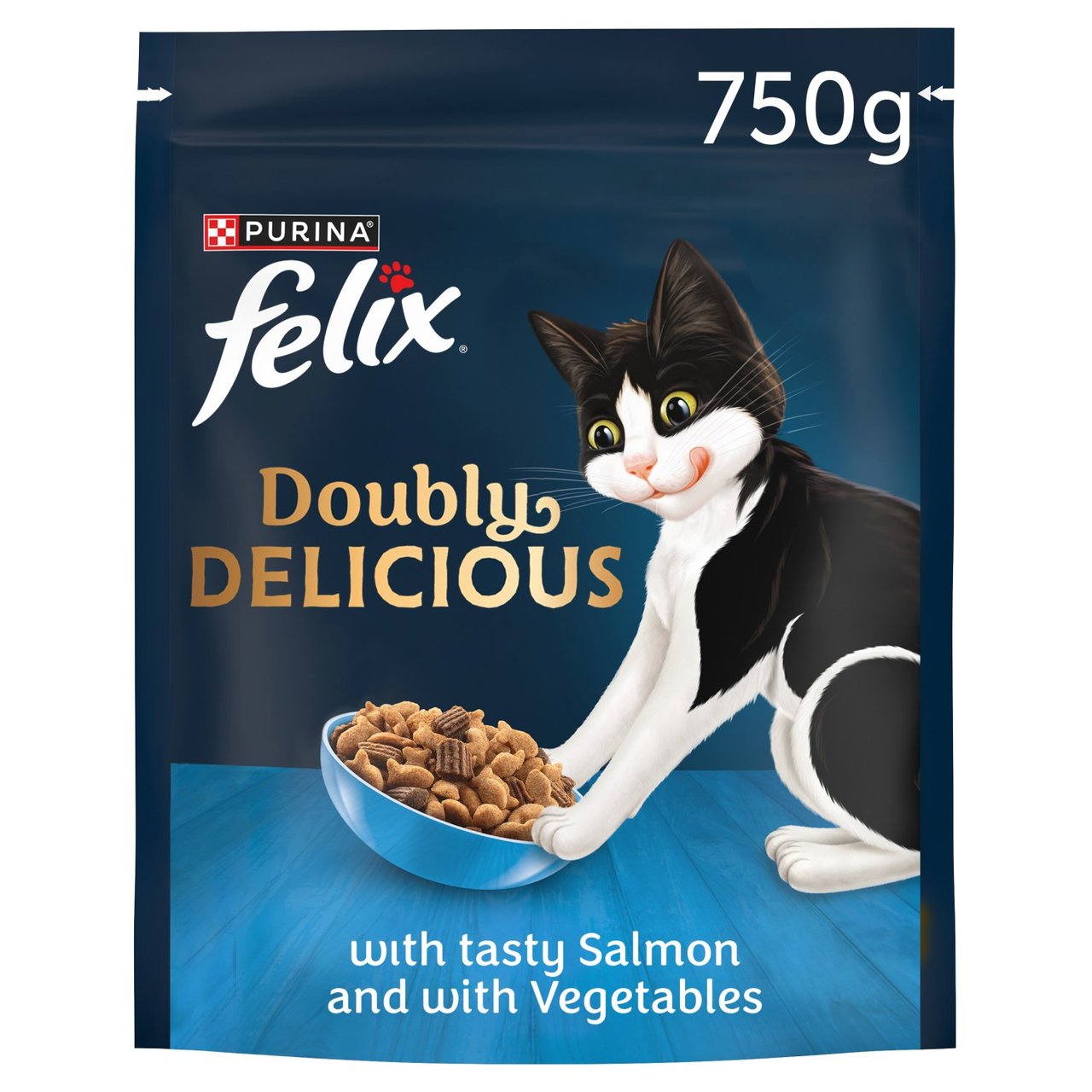 Felix Doubly Delicious Salmon & Vegetables Dry Cat Food 750g