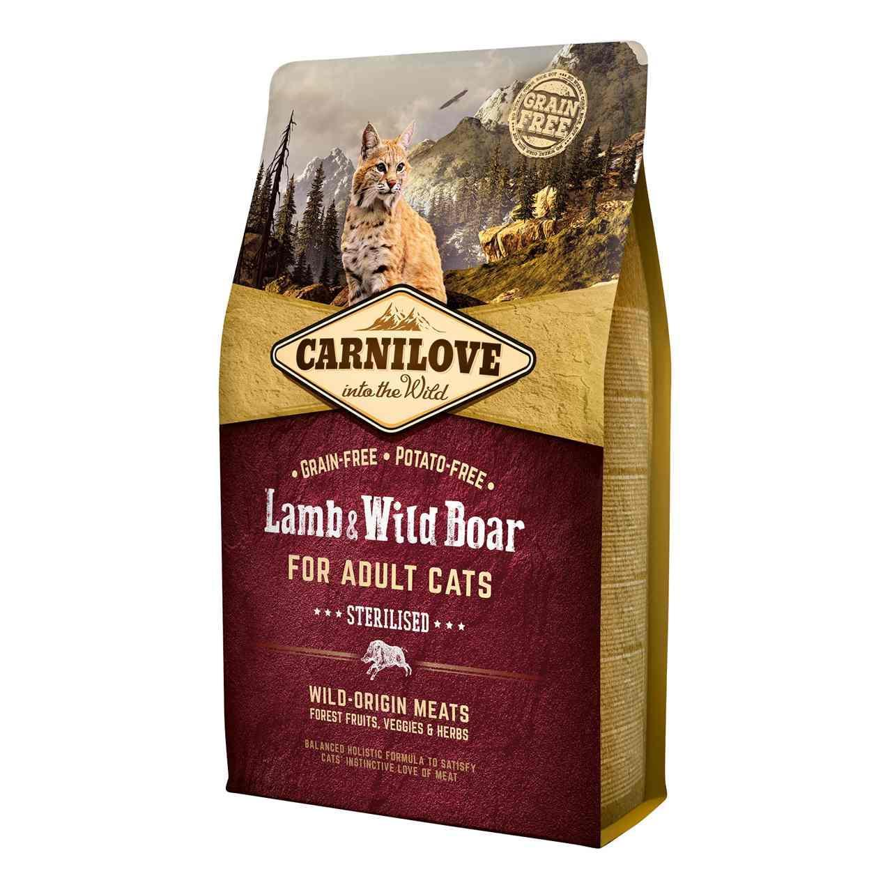 Carnilove Grain Free Adult Lamb & Wild Boar Sterilised Dry Cat Food