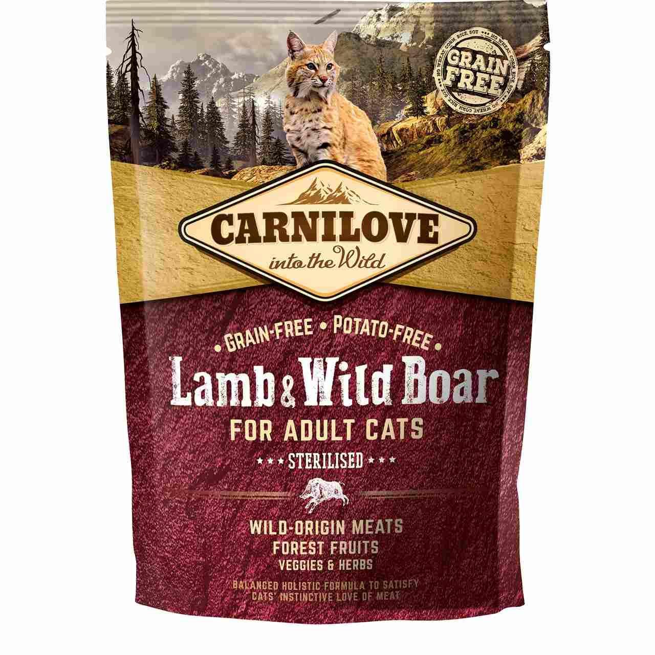 Carnilove Grain Free Adult Lamb & Wild Boar Sterilised Dry Cat Food