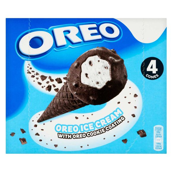 Oreo Ice Cream Cones With Cookie Coating 4x110ml