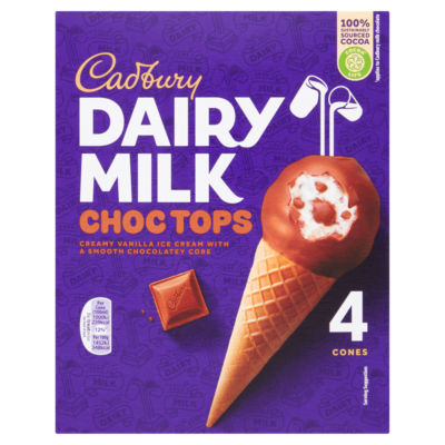 Cadbury Dairy Milk Choc Tops Cones 4 x 100ml (400ml)