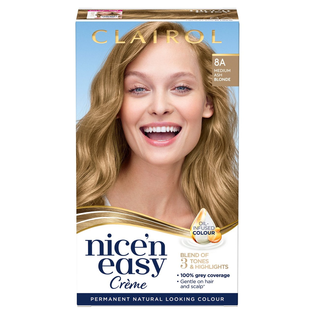 Clairol Nice’n Easy Permanent Hair Dye 8A Medium Ash Blonde