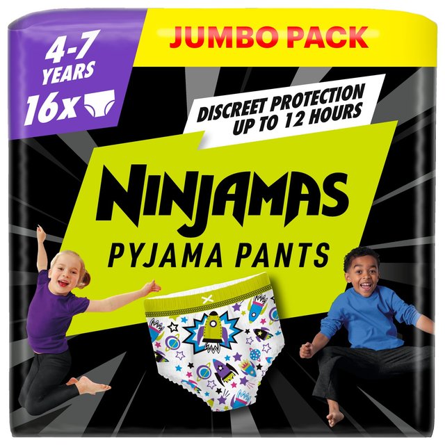 Pampers Ninjamas Spaceship Pyjama Pants Nappies Pull-on Size 7 Giant Plus 16 per pack