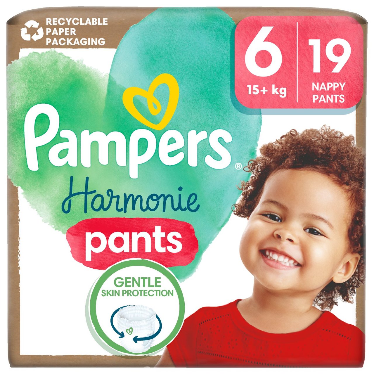 Pampers Harmonie Nappy Pants Size 6, 19 Nappies, 15kg+, Essential Pack