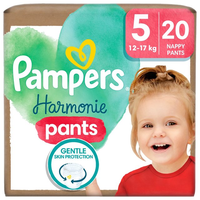 Pampers Harmonie Nappy Pants Size 5, 20 Nappies, 12kg-17kg