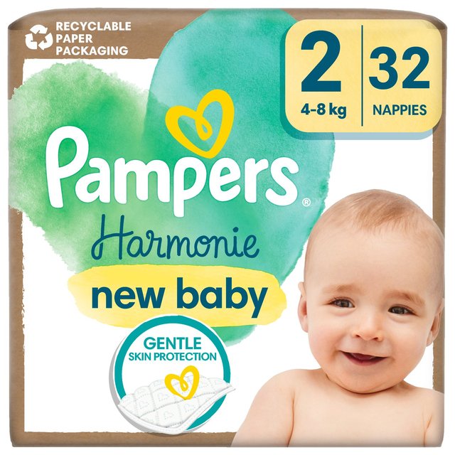 Pampers Pure Protection Nappies Full Cut Taped Size 2 Mini 32 per pack