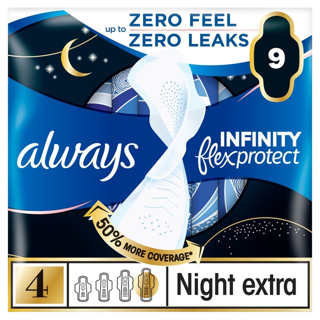 Always Infinity Pads Secure Night Size 4  9 per pack