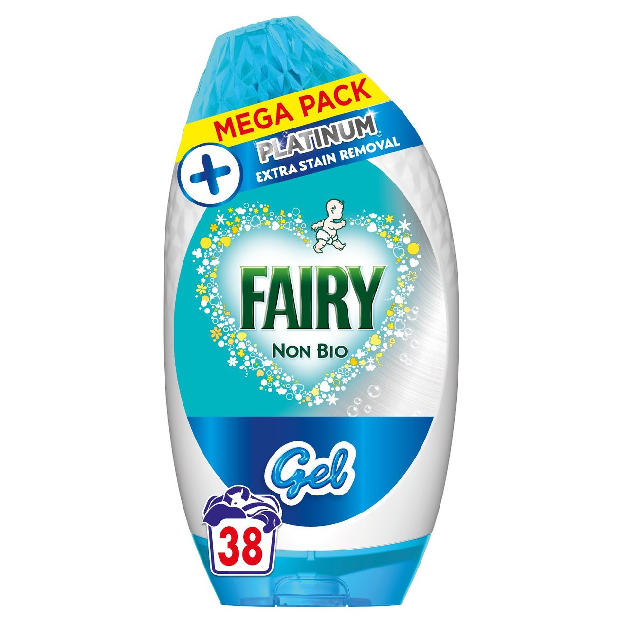 Fairy Non Bio Platinum Gel Washing Detergent,38 Washes 1.254 L, Stain Removal, Sensitive skin