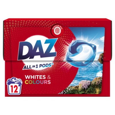 Daz ALL in 1 PODS® Washing Capsules, Whites & Colours, 12 Washes